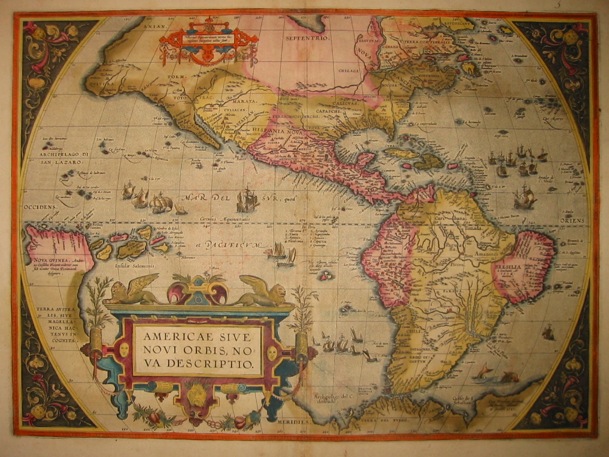 Ortelius Abraham (1528-1598) Americae sive novi orbis, nova descriptio 1603 Anversa, Jean Baptiste Vrients